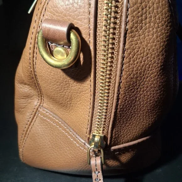 NWT Fossil Molly Satchel Soft Pebbled Leather in Cognac with Detachable Strap - Picture 6 of 13